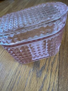 Pink Pressed Glass Trinket Box